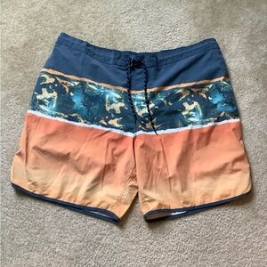 George Blue and Orange Board Shorts Quick-Dry Swimwear